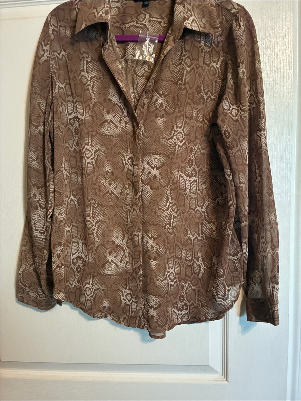 Gilli Brown and Cream Snake-Print Button Front Jacket
